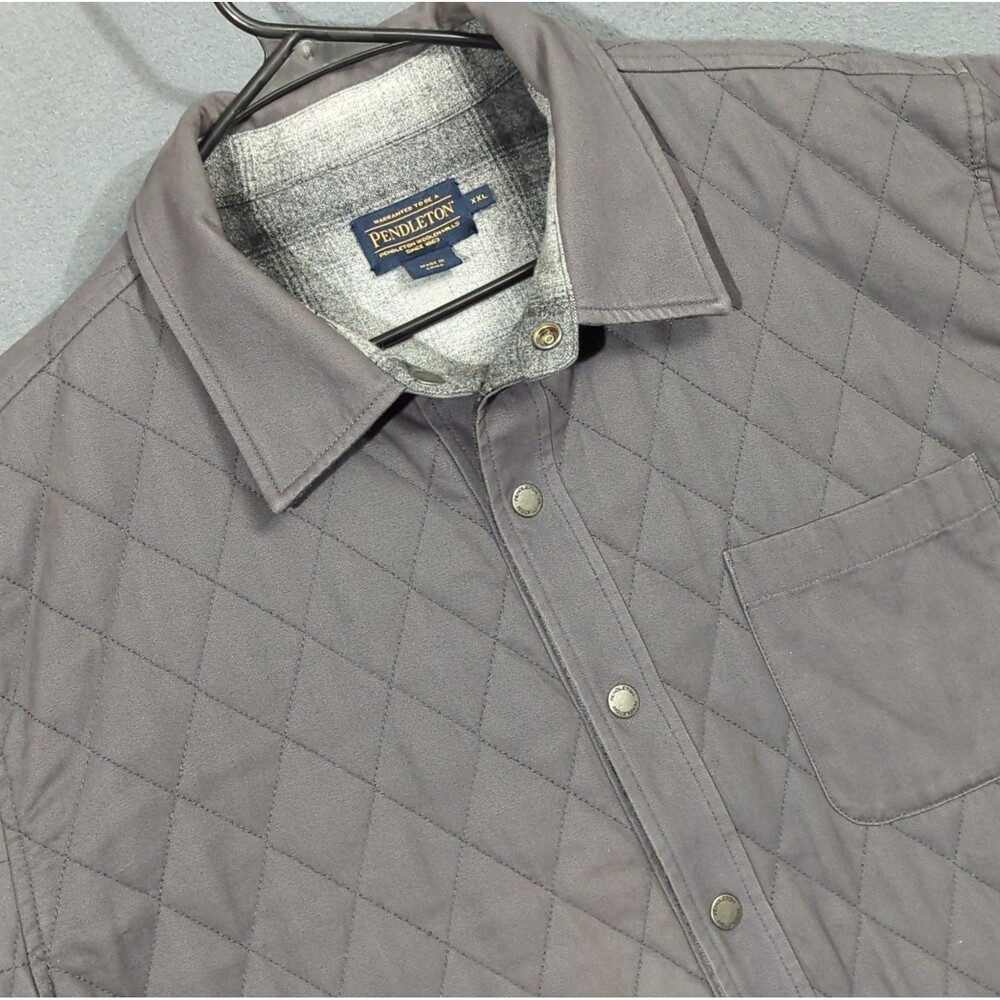 Pendleton Jacket Men's XXL Gray Cotton / Wool Reversible Diamond Quilted Canvas